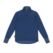 TEE-SHIRT TECHNIQUE SVALA MERINO EXTREME MANCHES LONGUES COL ZIP BLEU PETROLE