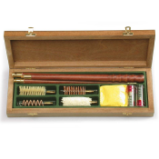 Kit de nettoyage STILCRIN pour fusil avec baguette 3 pièces en noyer - 4 brosses - 2 douilles amortisseurs + patchs (coffret en bois) 