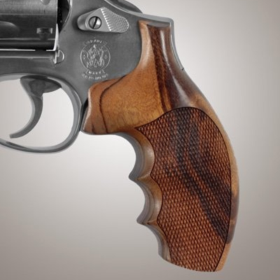 POIGNÉE BOIS QUADRILLEE GONCALO ALVES POUR SMITH & WESSON K/L ROUND BUTT AVEC EMPREINTES DE DOIGTS - HOGUE