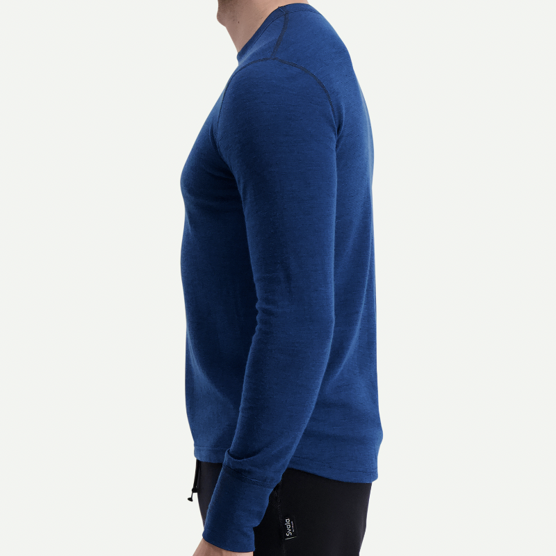 TEE-SHIRT SVALA COLLECTION MERINO EXTREME MANCHES LONGUES COL ROND BLEU PETROLE