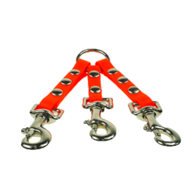 Tripleur en Biothane Béta® plat HB DOG 20 cm avec trois mousquetons