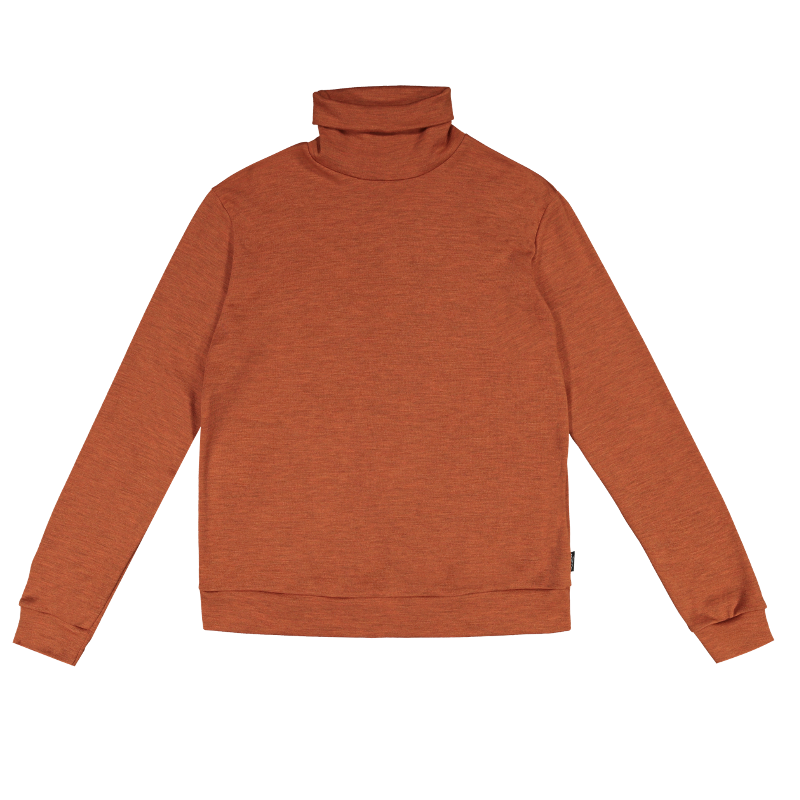 TEE-SHIRT MERINO MANCHES LONGUES COL ROULÉ COLLECTION SVALA MERINO COMFORT - ORANGE
